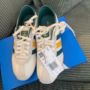 Adidas Tokyo Original White Sneakers with Green and Yellow Accents